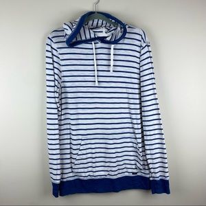 Faherty striped hooded long sleeve shirt size M